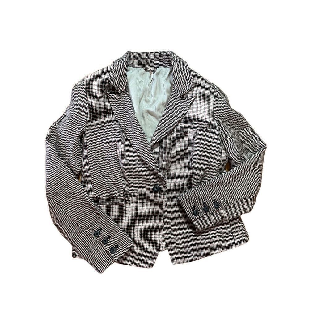 Free People Chess Blazer Garnet Linen Long Sleeve Single Button Closure Small